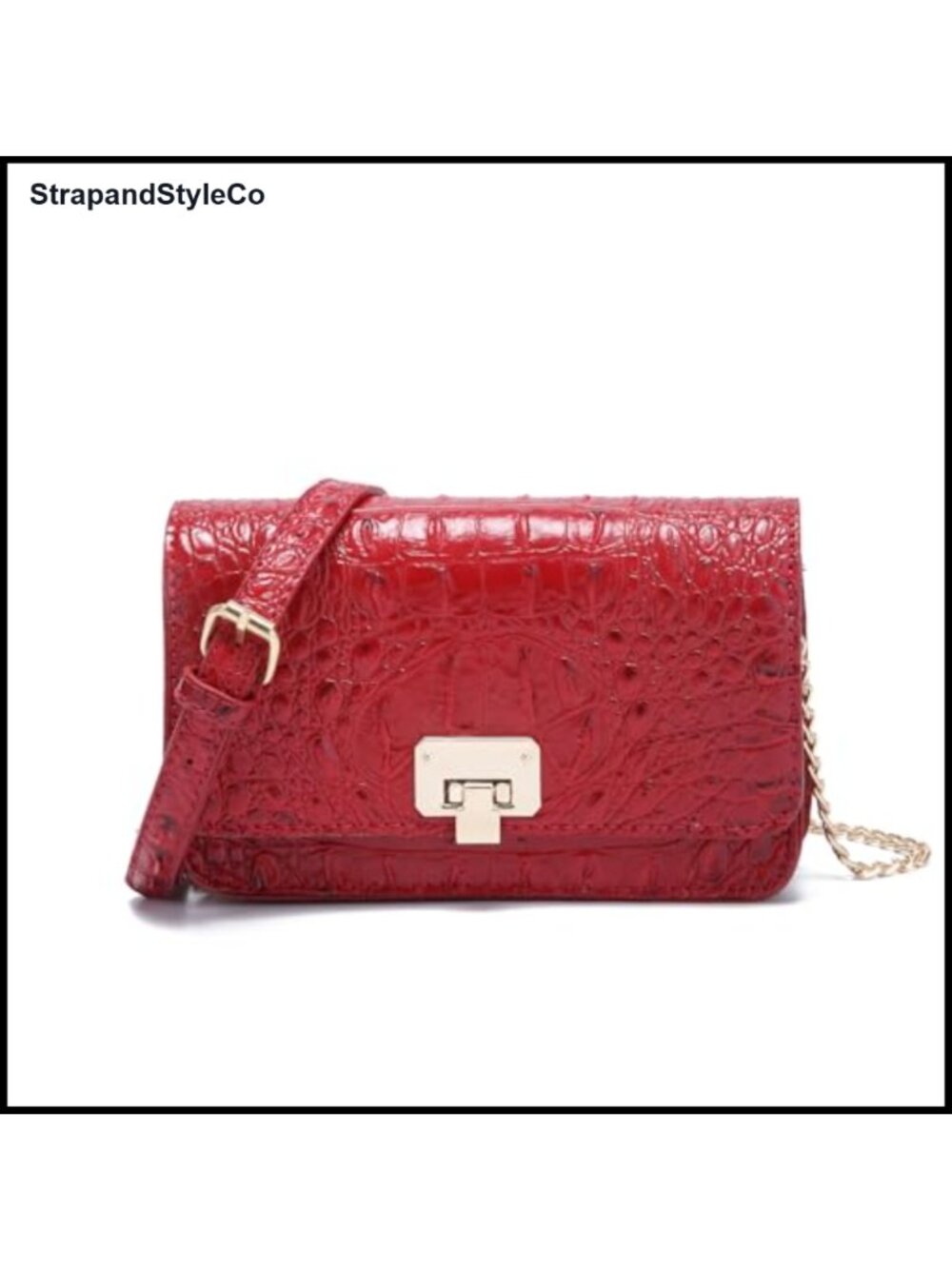 Crocodile Embossed Crossbody Cell Phone Purse Vegan Leather Wristlet Clutch